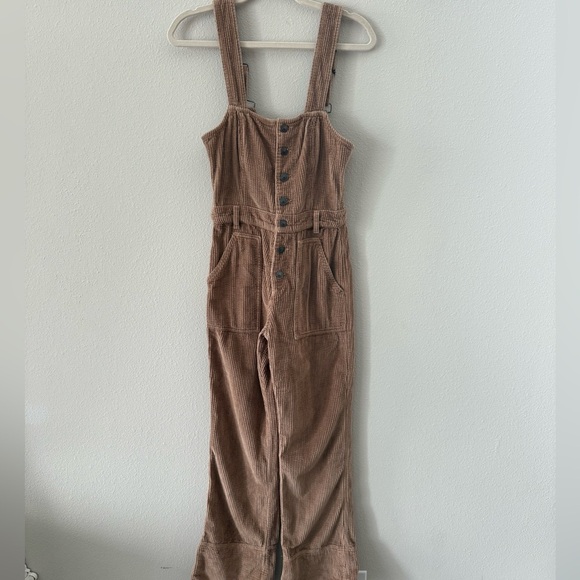Aerie Brown Corduroy Jumpsuit with Front Buttons - Picture 5 of 7